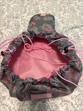 Pink & Gray Drawstring Makeup Bag
